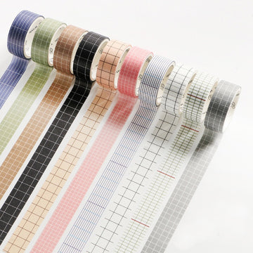 10 Piece Savory Pastel Grid Washi Tape Set